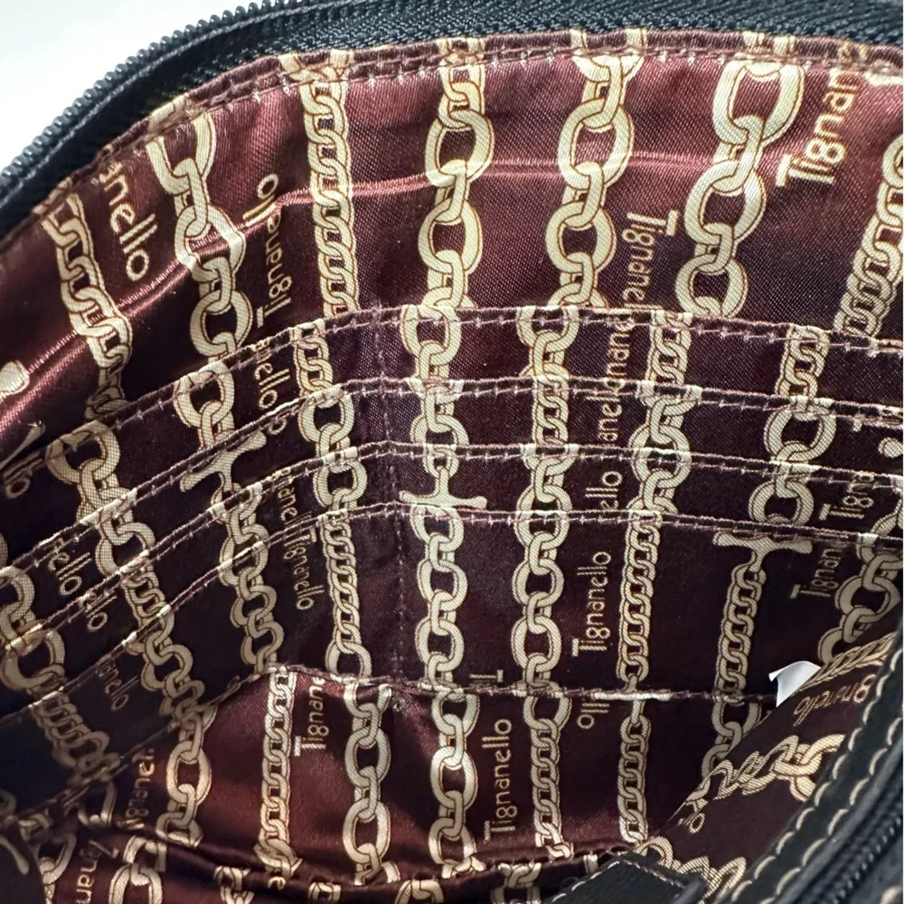 Tignanello Black Leather Crossbody Bag